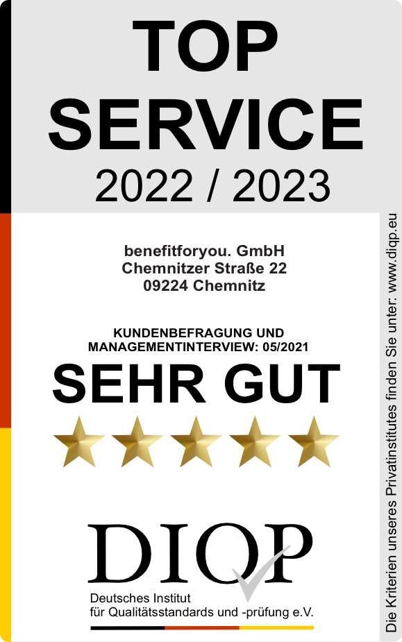 DIQP-Siegel Top Service 2022/2023, Kundenbefragung: sehr gut
